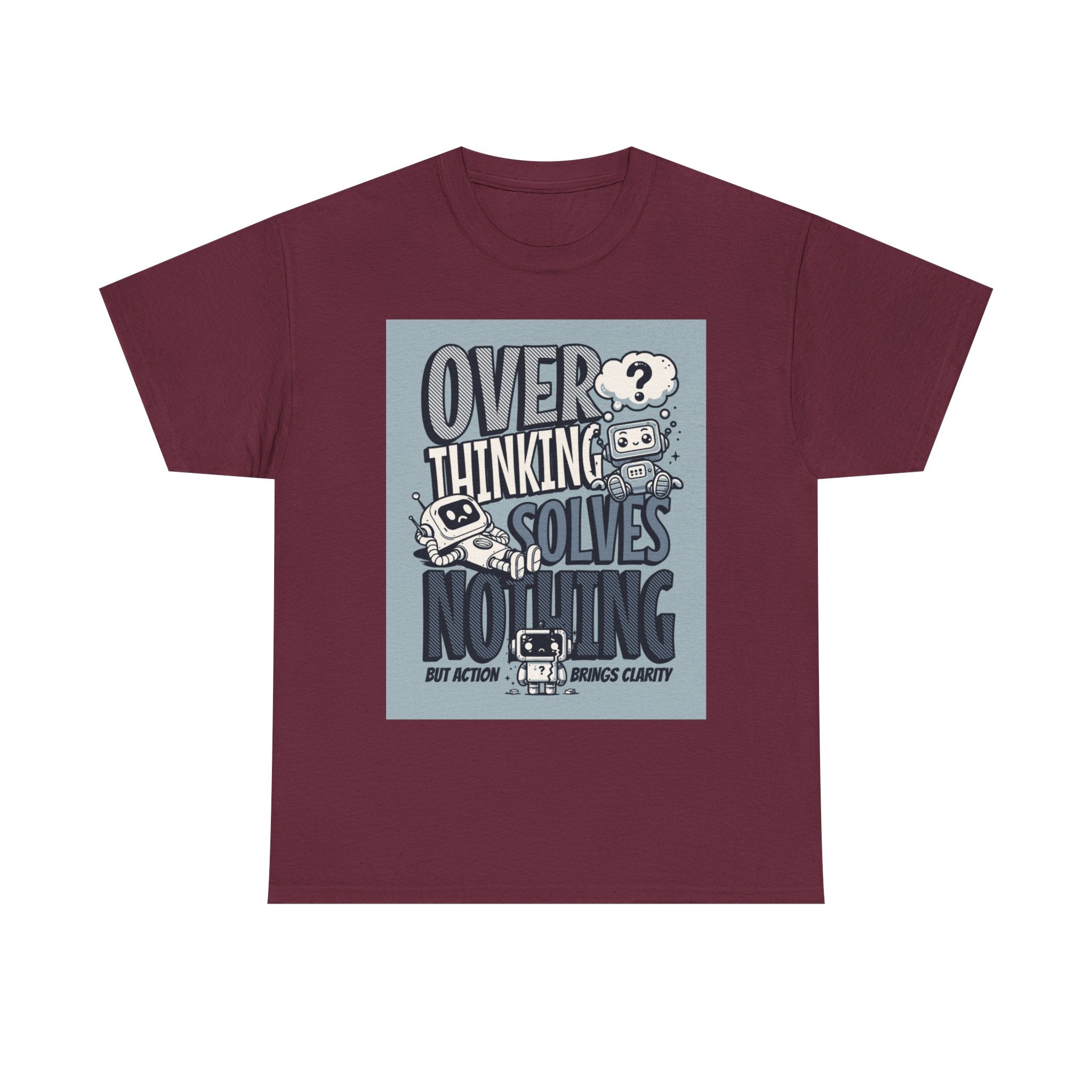 Overthinking Solved Unisex Heavy Cotton Tee, Funny Quote Shirt, Gift for Mindfulness, Casual Wear.