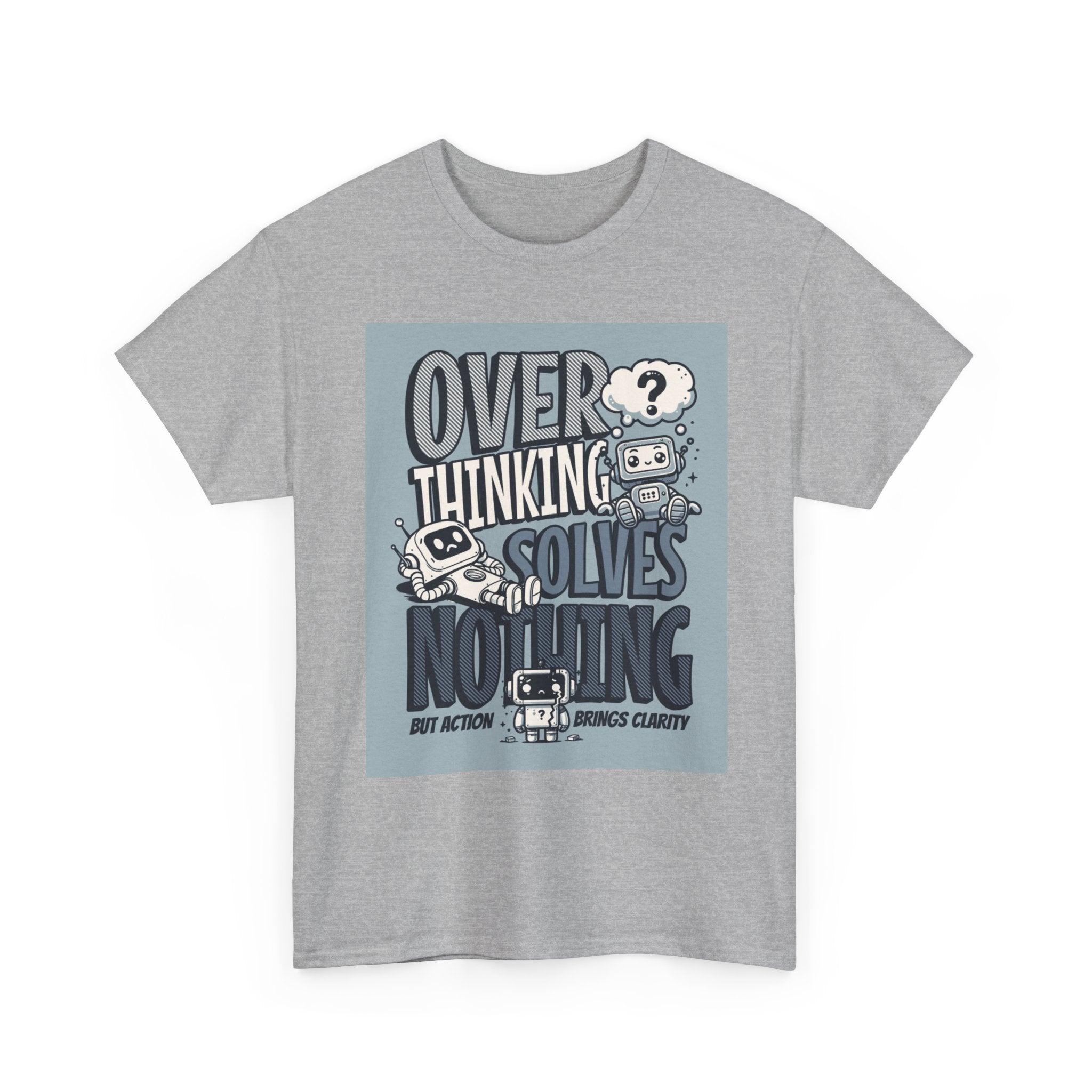 Overthinking Solved Unisex Heavy Cotton Tee, Funny Quote Shirt, Gift for Mindfulness, Casual Wear.