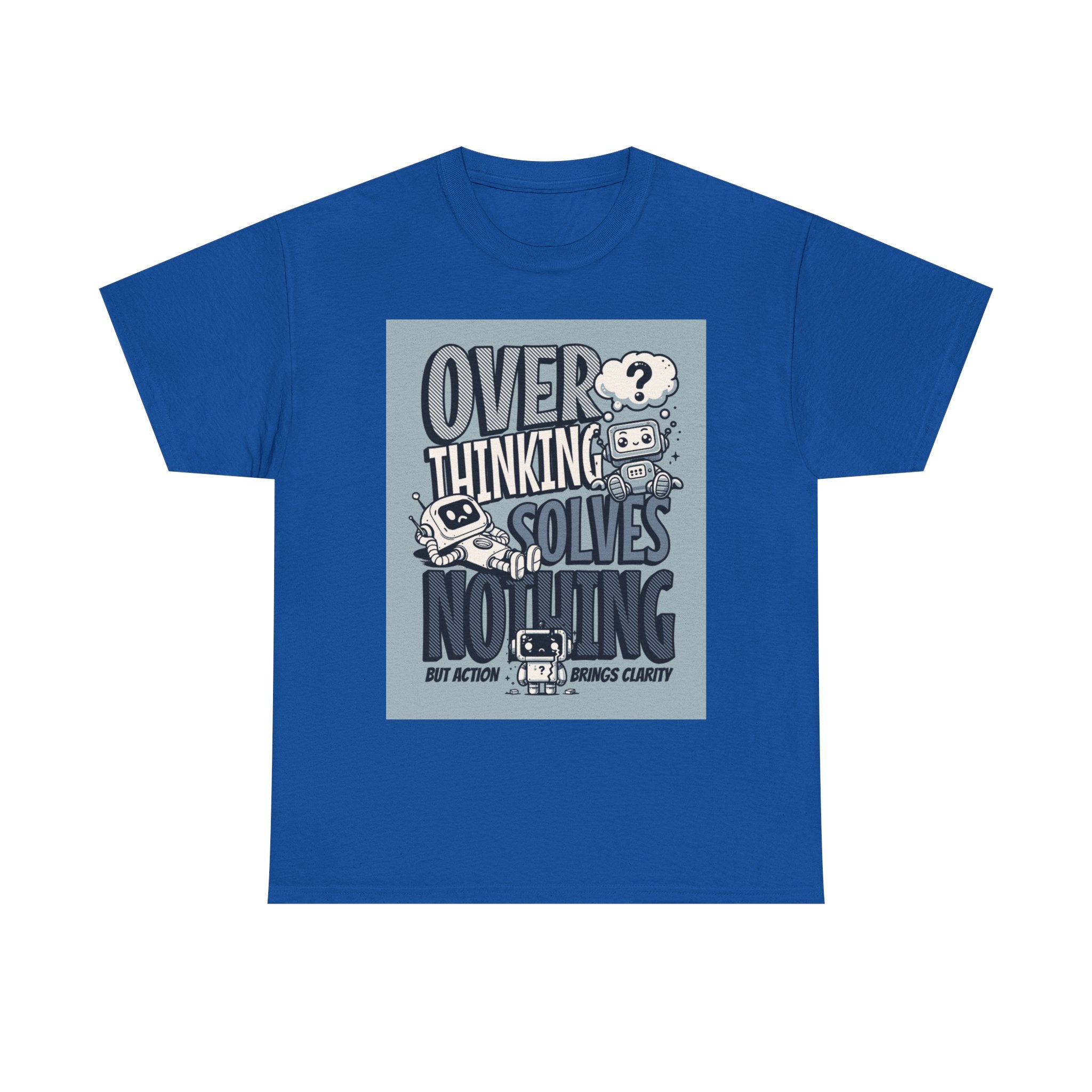 Overthinking Solved Unisex Heavy Cotton Tee, Funny Quote Shirt, Gift for Mindfulness, Casual Wear.