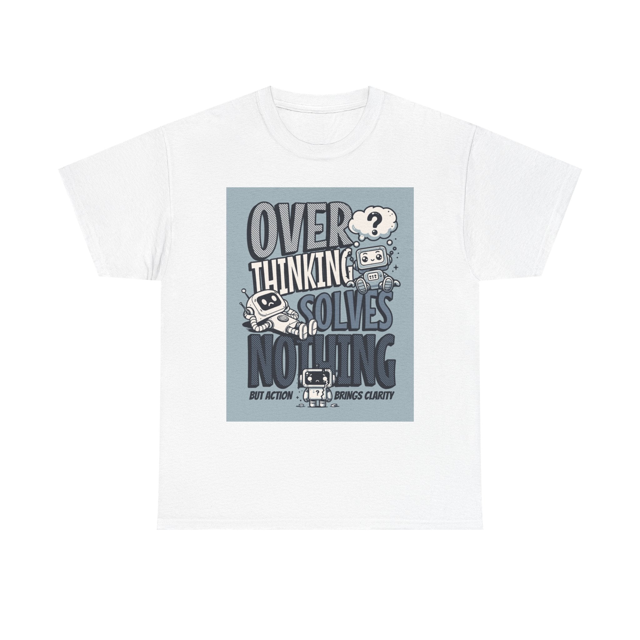 Overthinking Solved Unisex Heavy Cotton Tee, Funny Quote Shirt, Gift for Mindfulness, Casual Wear.