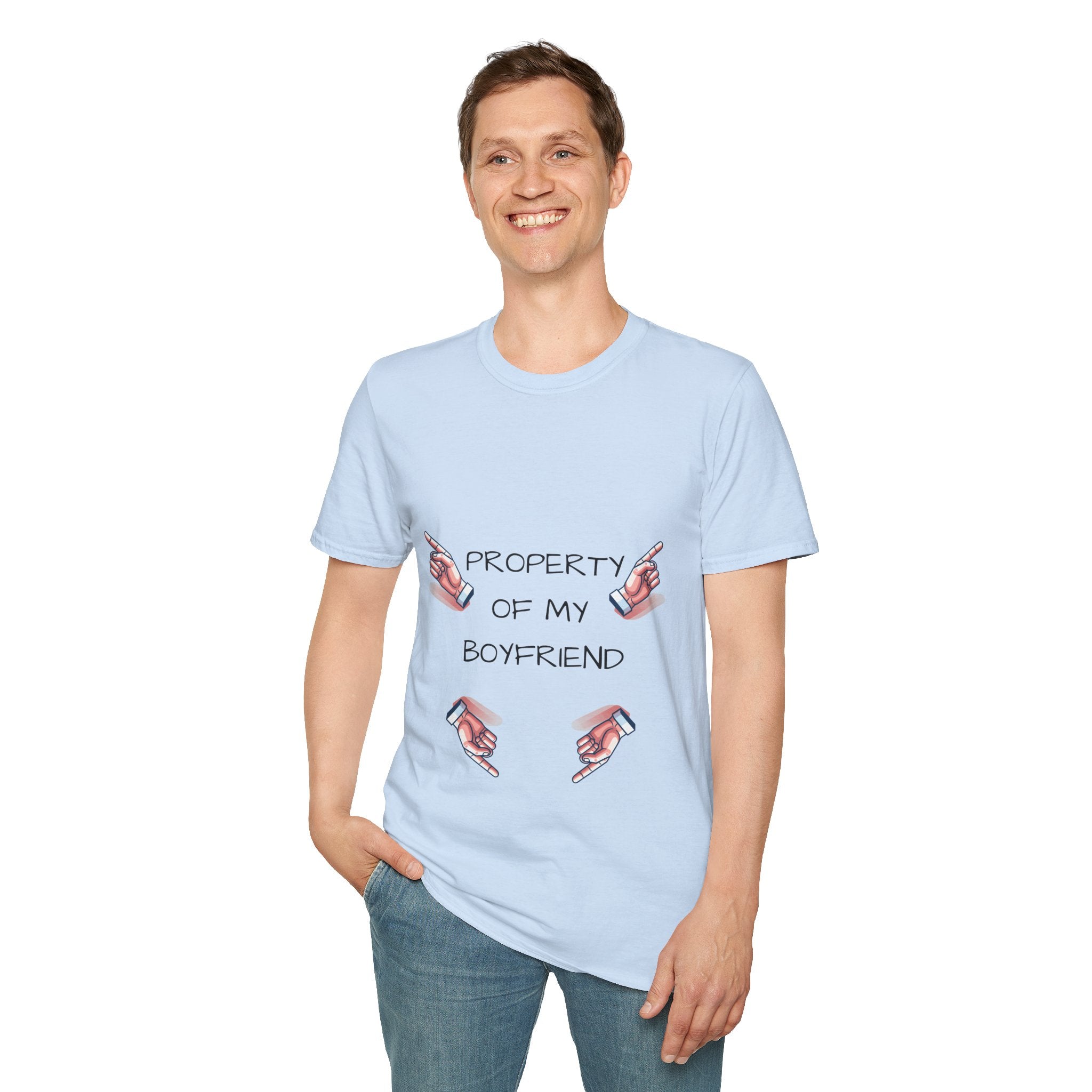 Unisex Couple's Graphic Tee, Trendy Relationship Shirt, Property of My Boyfriend T-Shirt, Valentine's Day Gift, Casual Wear