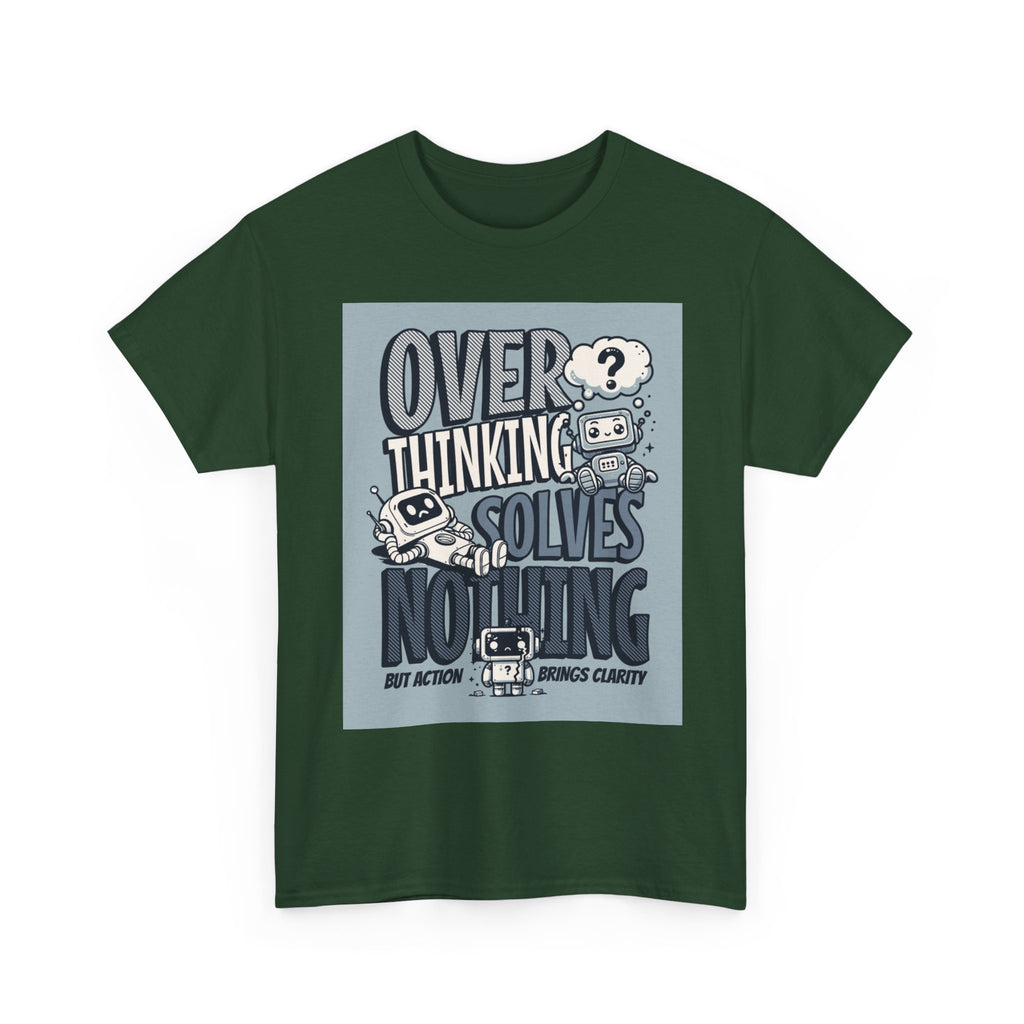 Overthinking Solved Unisex Heavy Cotton Tee, Funny Quote Shirt, Gift for Mindfulness, Casual Wear.
