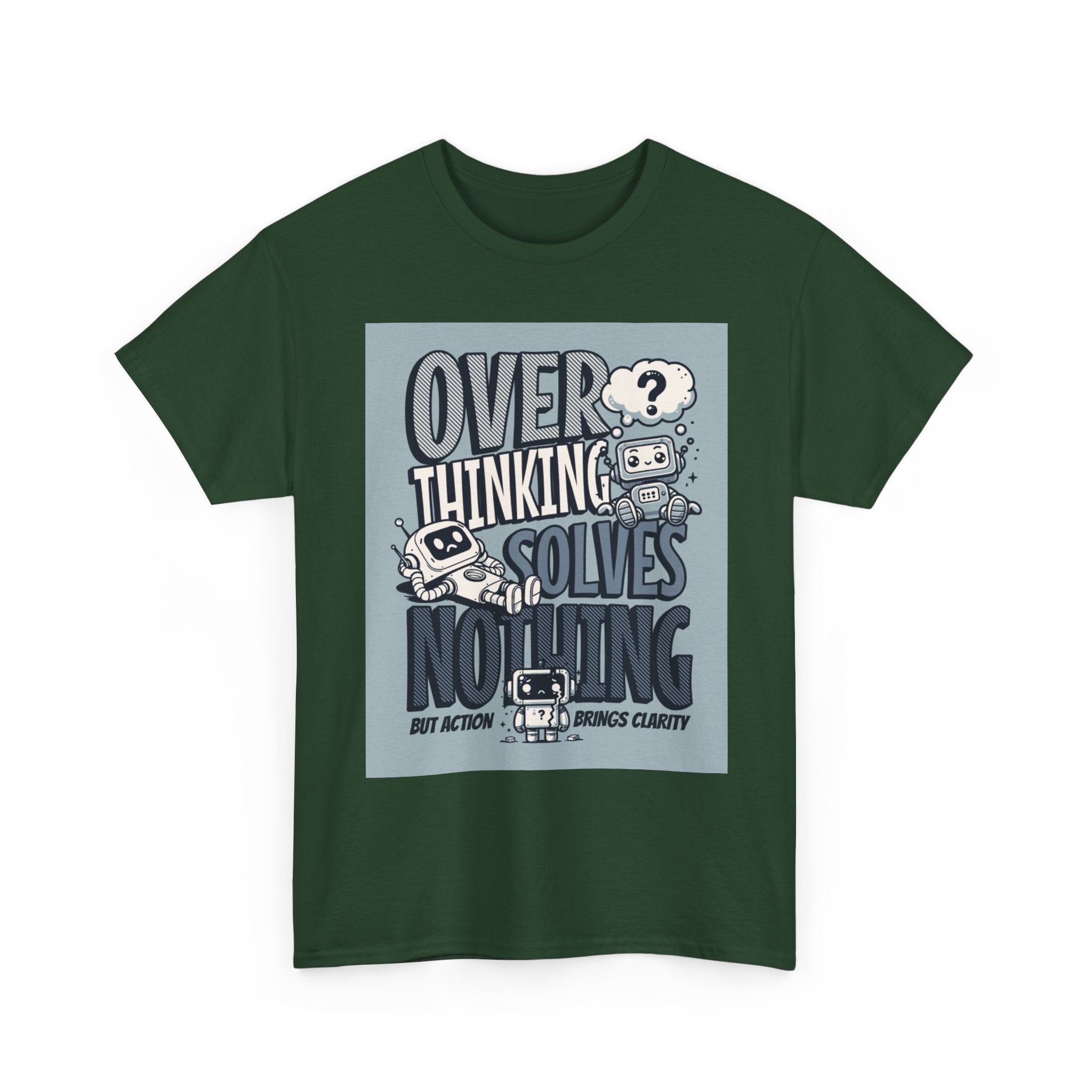 Overthinking Solved Unisex Heavy Cotton Tee, Funny Quote Shirt, Gift for Mindfulness, Casual Wear.