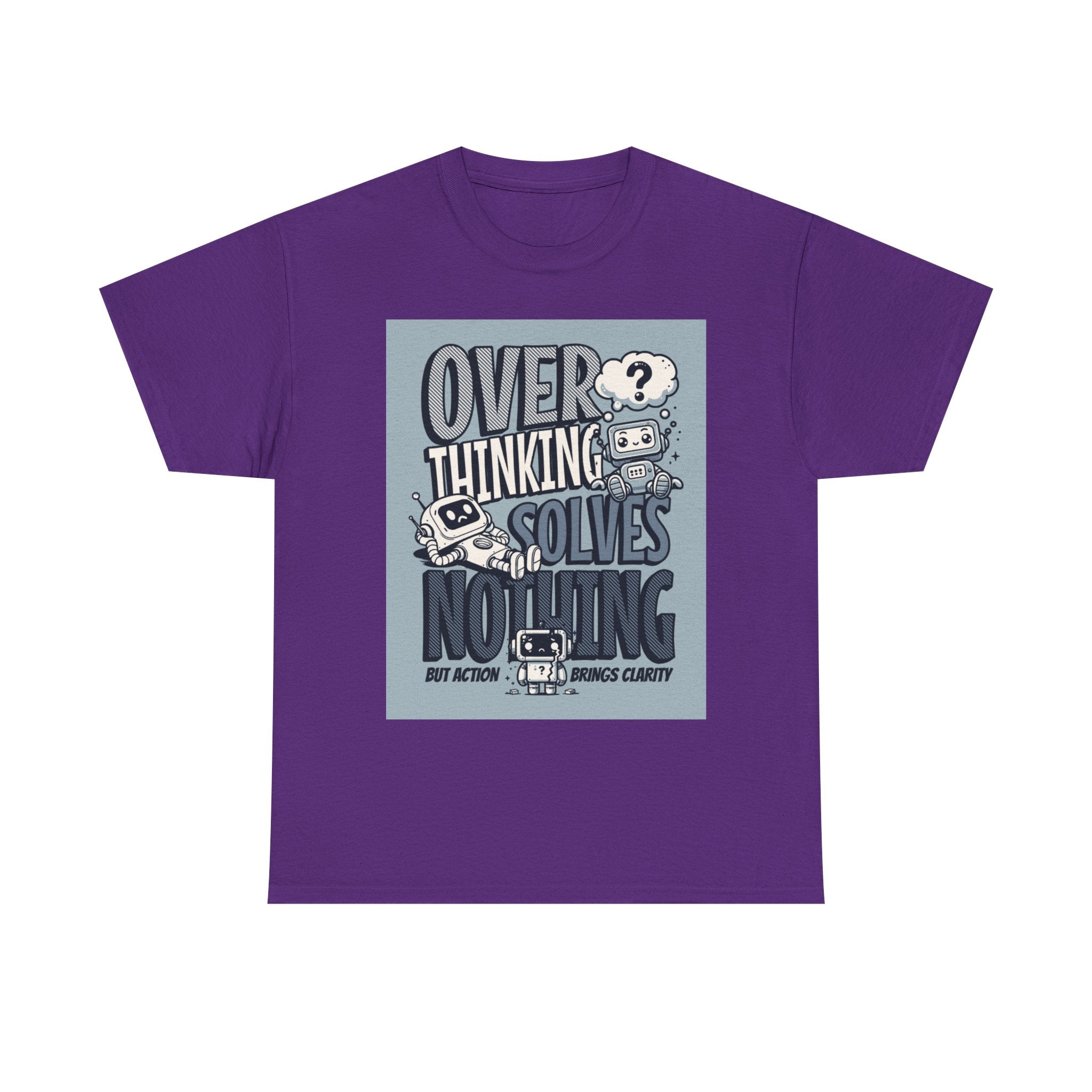 Overthinking Solved Unisex Heavy Cotton Tee, Funny Quote Shirt, Gift for Mindfulness, Casual Wear.