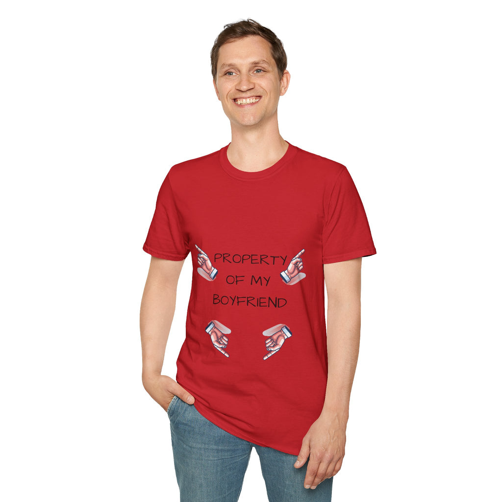 Unisex Couple's Graphic Tee, Trendy Relationship Shirt, Property of My Boyfriend T-Shirt, Valentine's Day Gift, Casual Wear