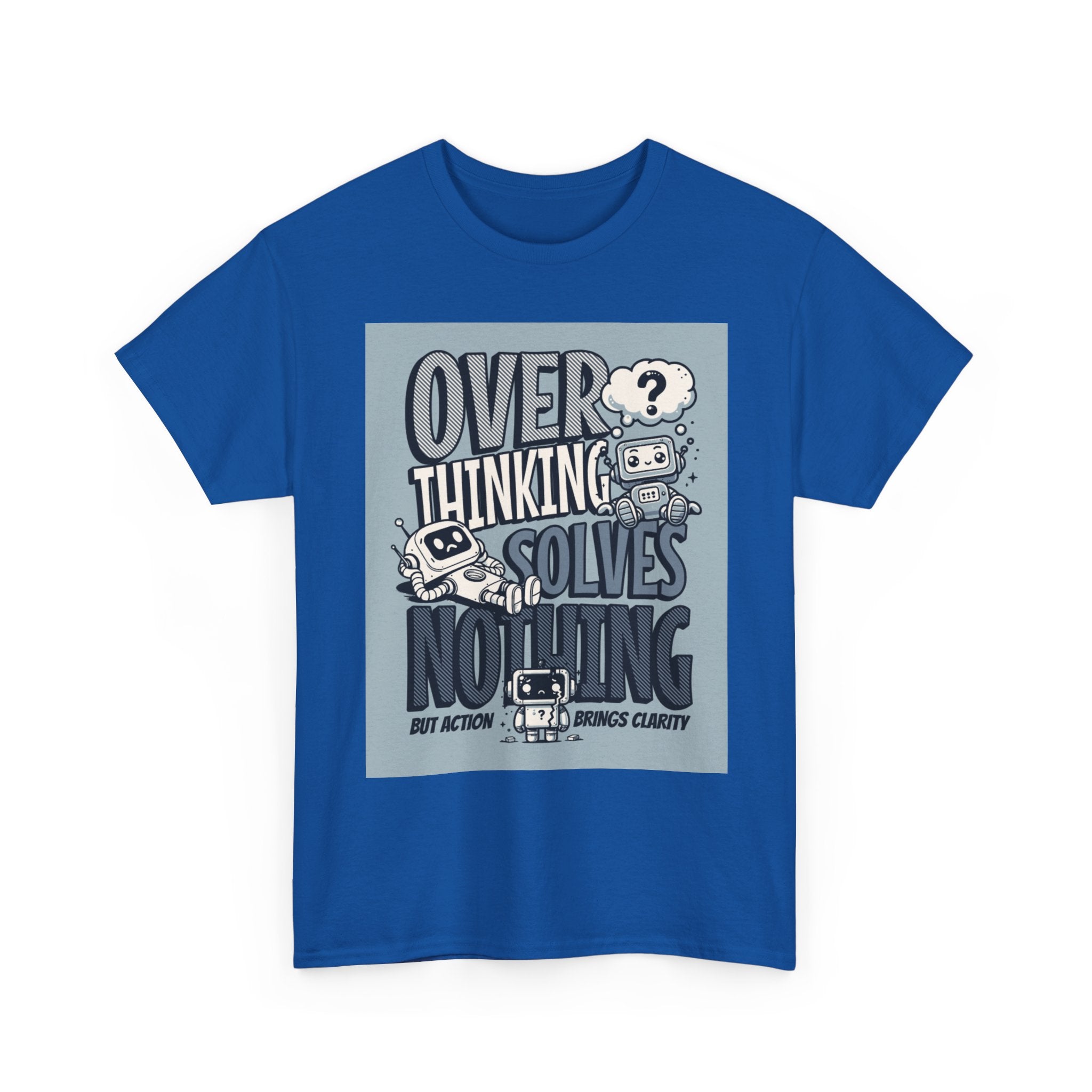 Overthinking Solved Unisex Heavy Cotton Tee, Funny Quote Shirt, Gift for Mindfulness, Casual Wear.