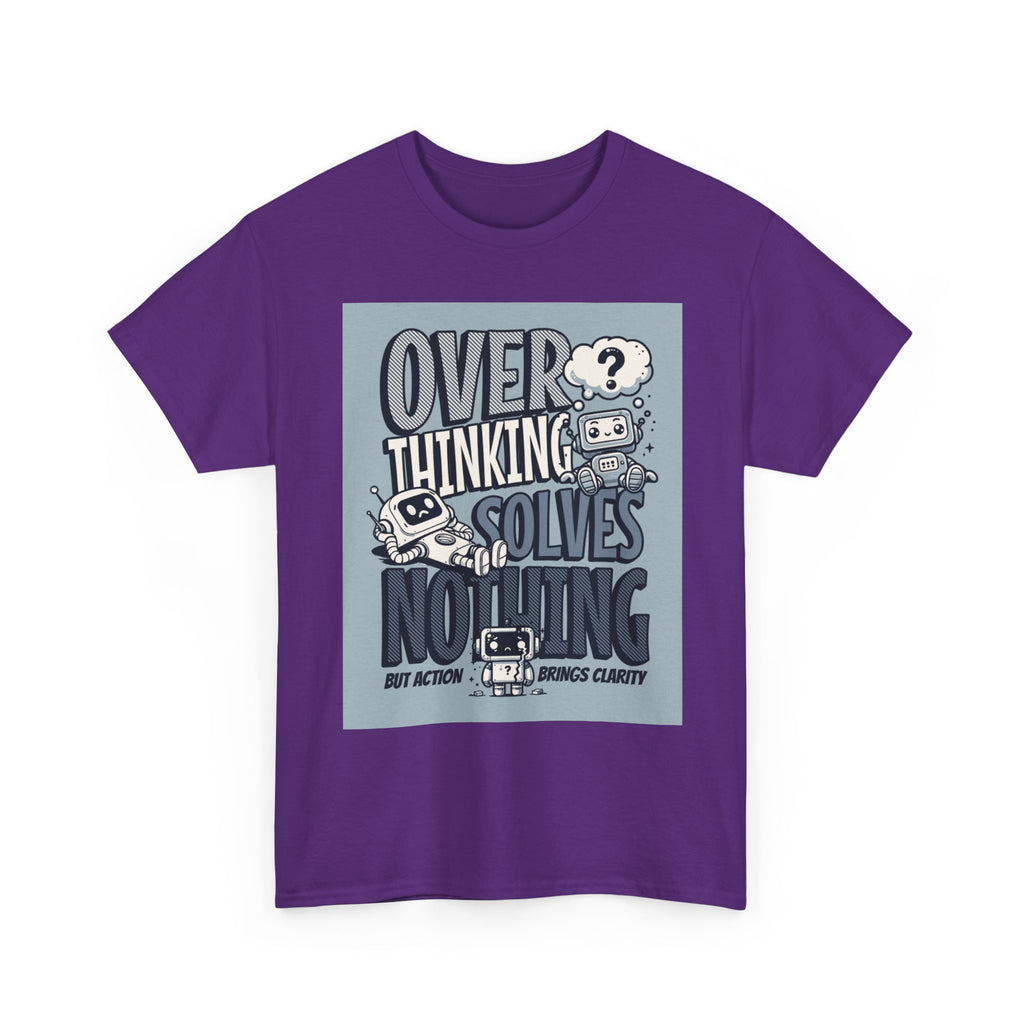 Overthinking Solved Unisex Heavy Cotton Tee, Funny Quote Shirt, Gift for Mindfulness, Casual Wear.