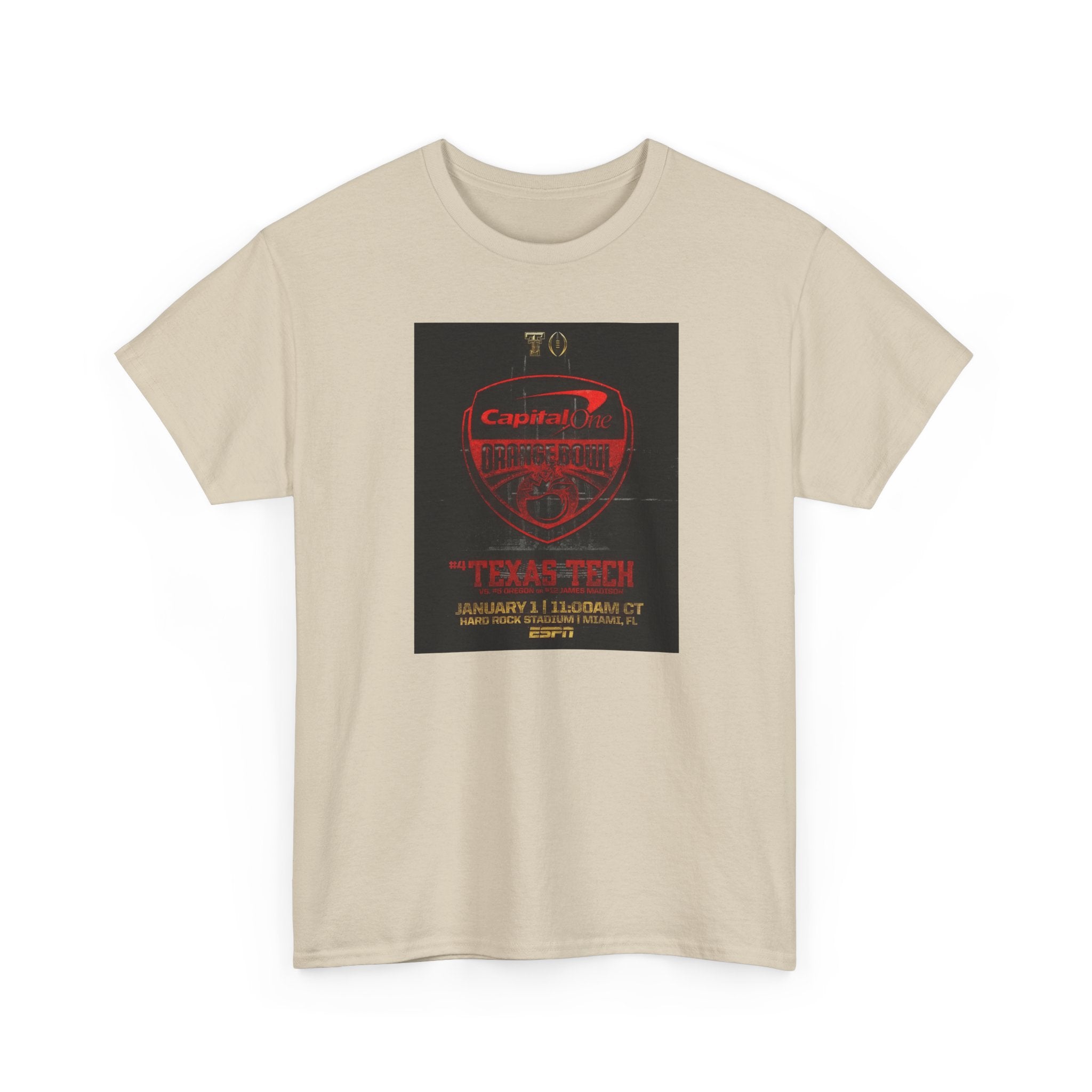 Texas Tech Football Game Poster Tee — College Bowl Game 11:00AM Jan 1 Shirt