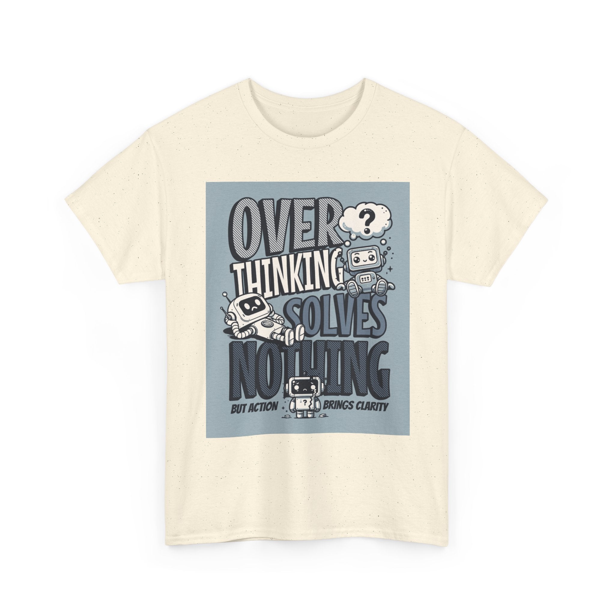 Overthinking Solved Unisex Heavy Cotton Tee, Funny Quote Shirt, Gift for Mindfulness, Casual Wear.