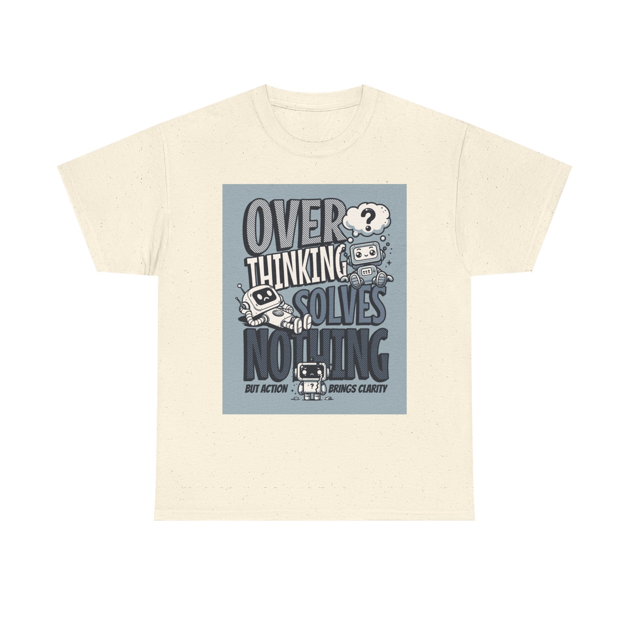 Overthinking Solved Unisex Heavy Cotton Tee, Funny Quote Shirt, Gift for Mindfulness, Casual Wear.