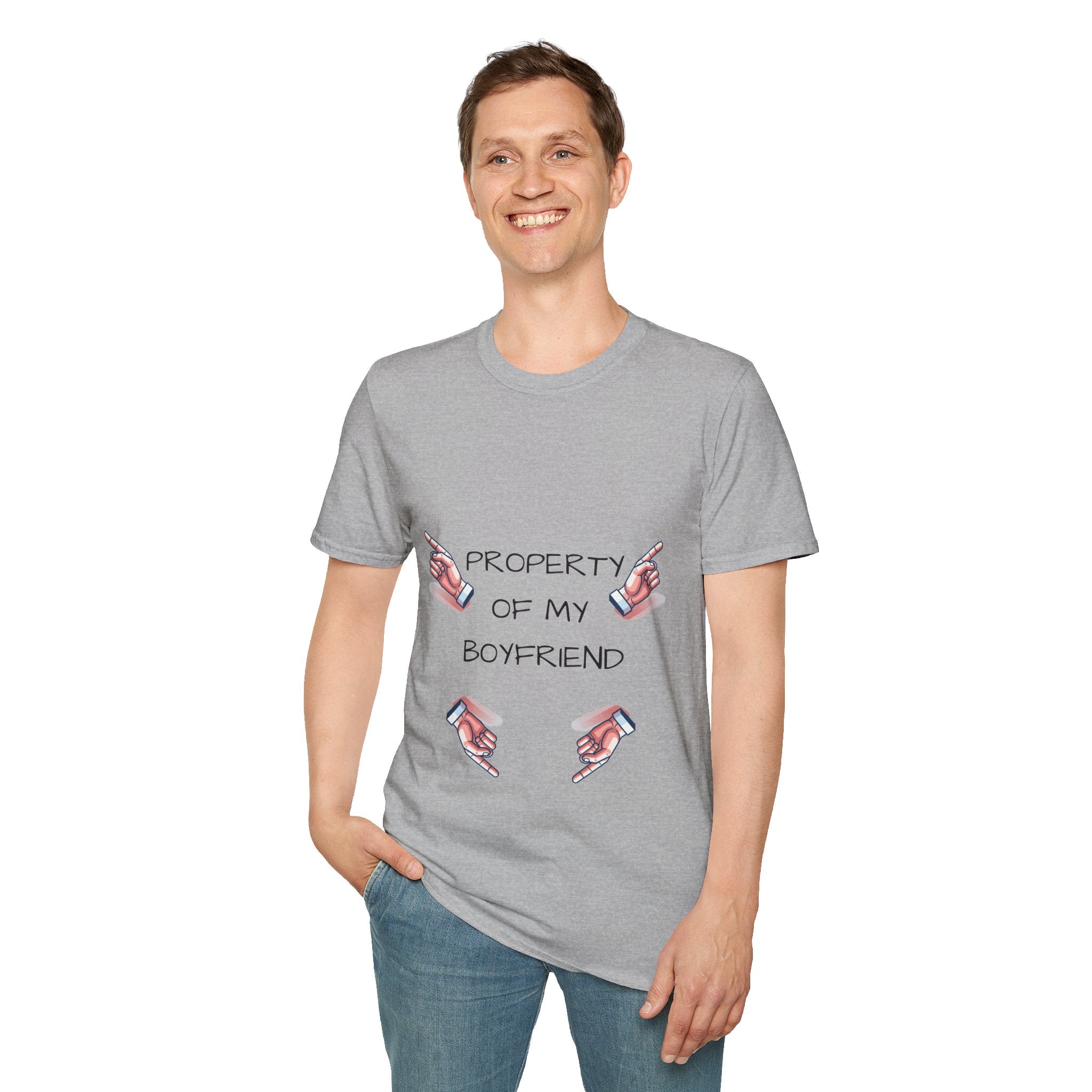 Unisex Couple's Graphic Tee, Trendy Relationship Shirt, Property of My Boyfriend T-Shirt, Valentine's Day Gift, Casual Wear