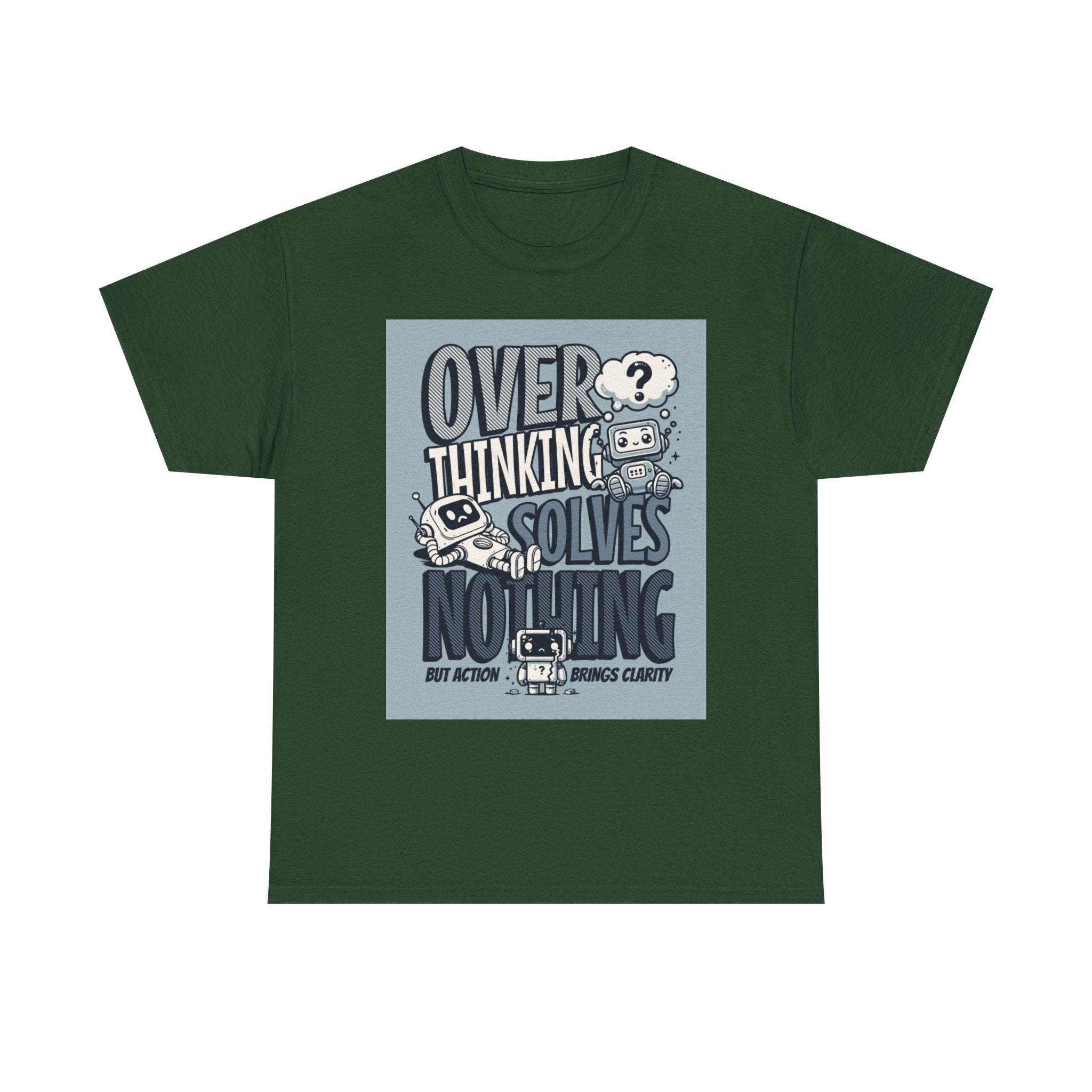 Overthinking Solved Unisex Heavy Cotton Tee, Funny Quote Shirt, Gift for Mindfulness, Casual Wear.