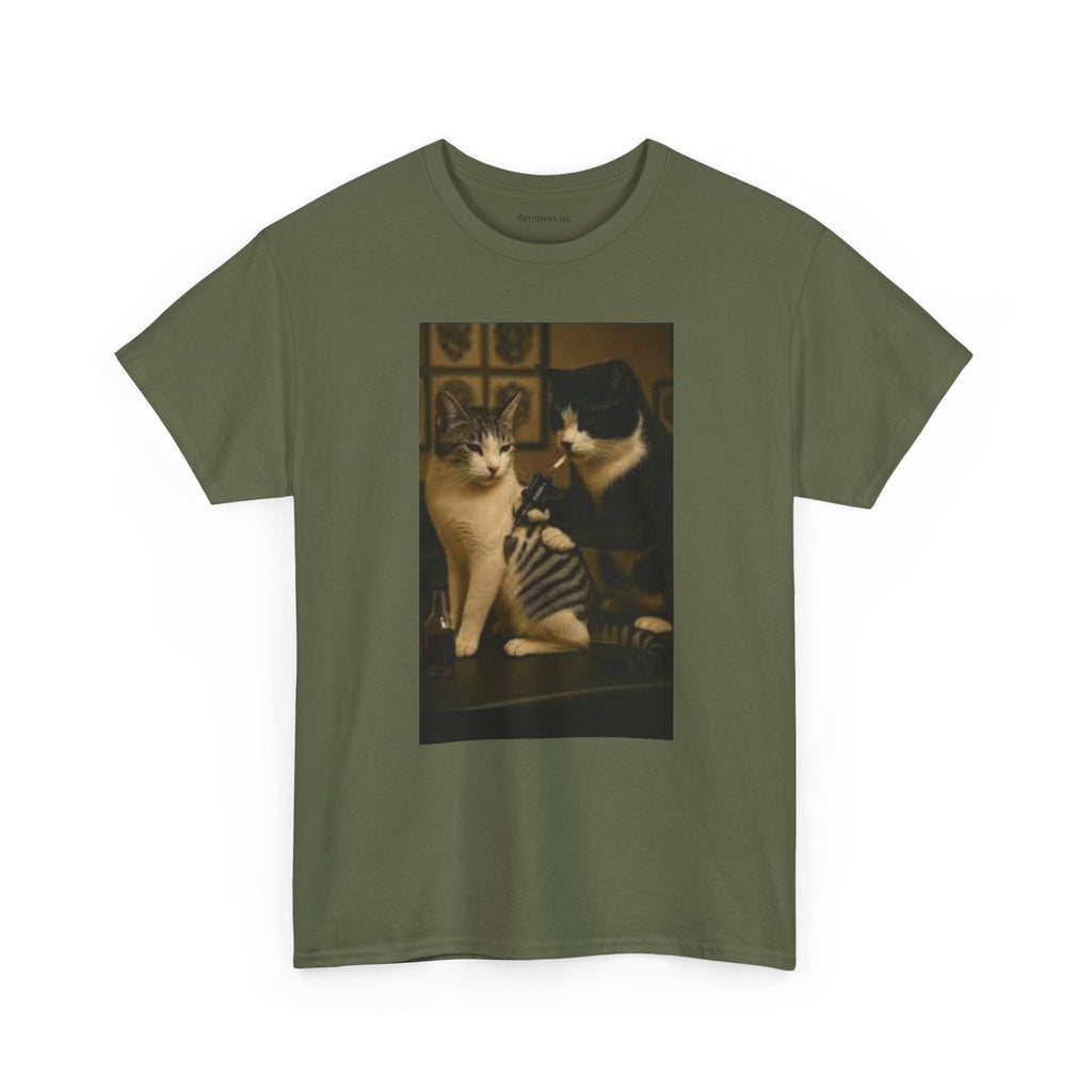 Cat Tatoo-Unisex Heavy Cotton Tee