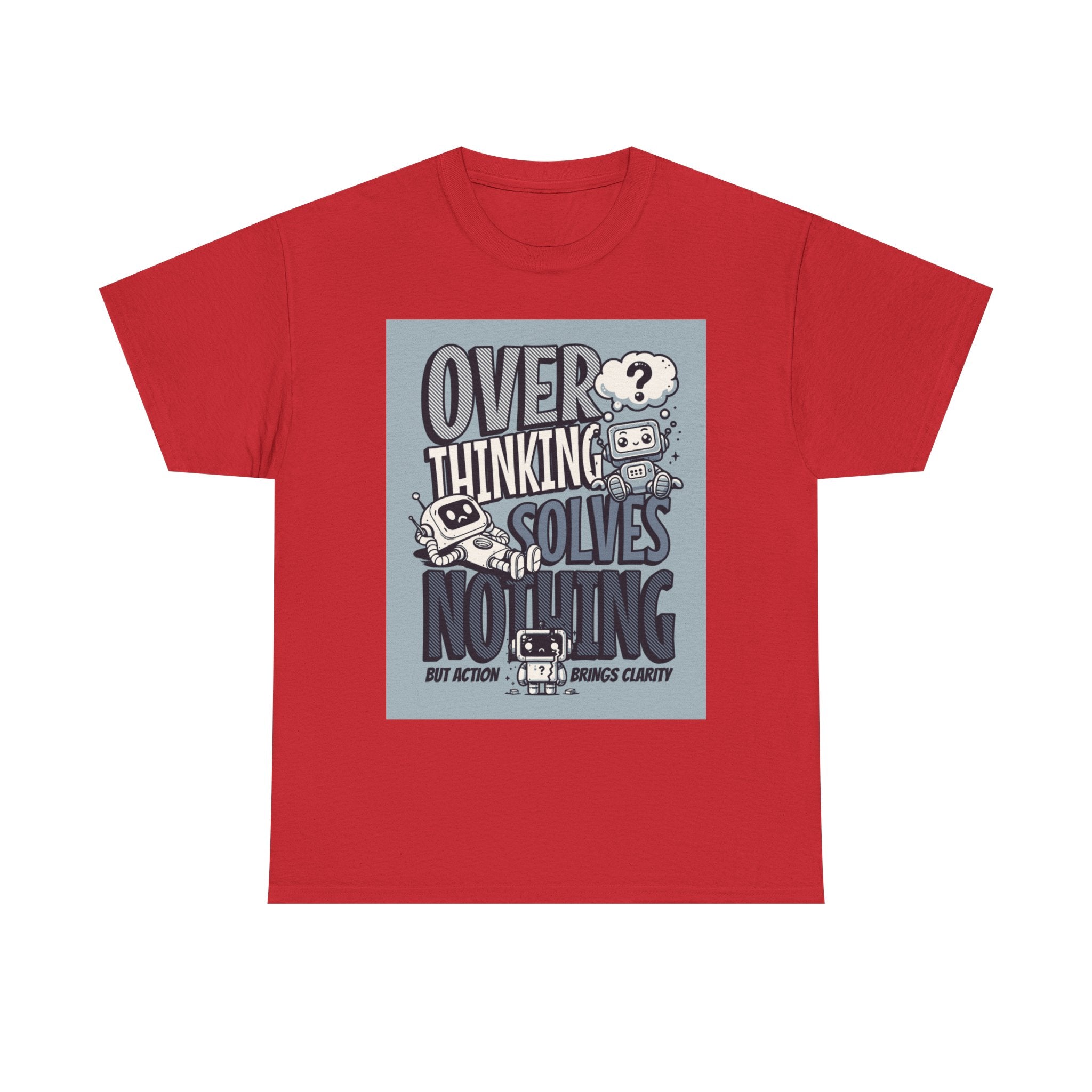 Overthinking Solved Unisex Heavy Cotton Tee, Funny Quote Shirt, Gift for Mindfulness, Casual Wear.