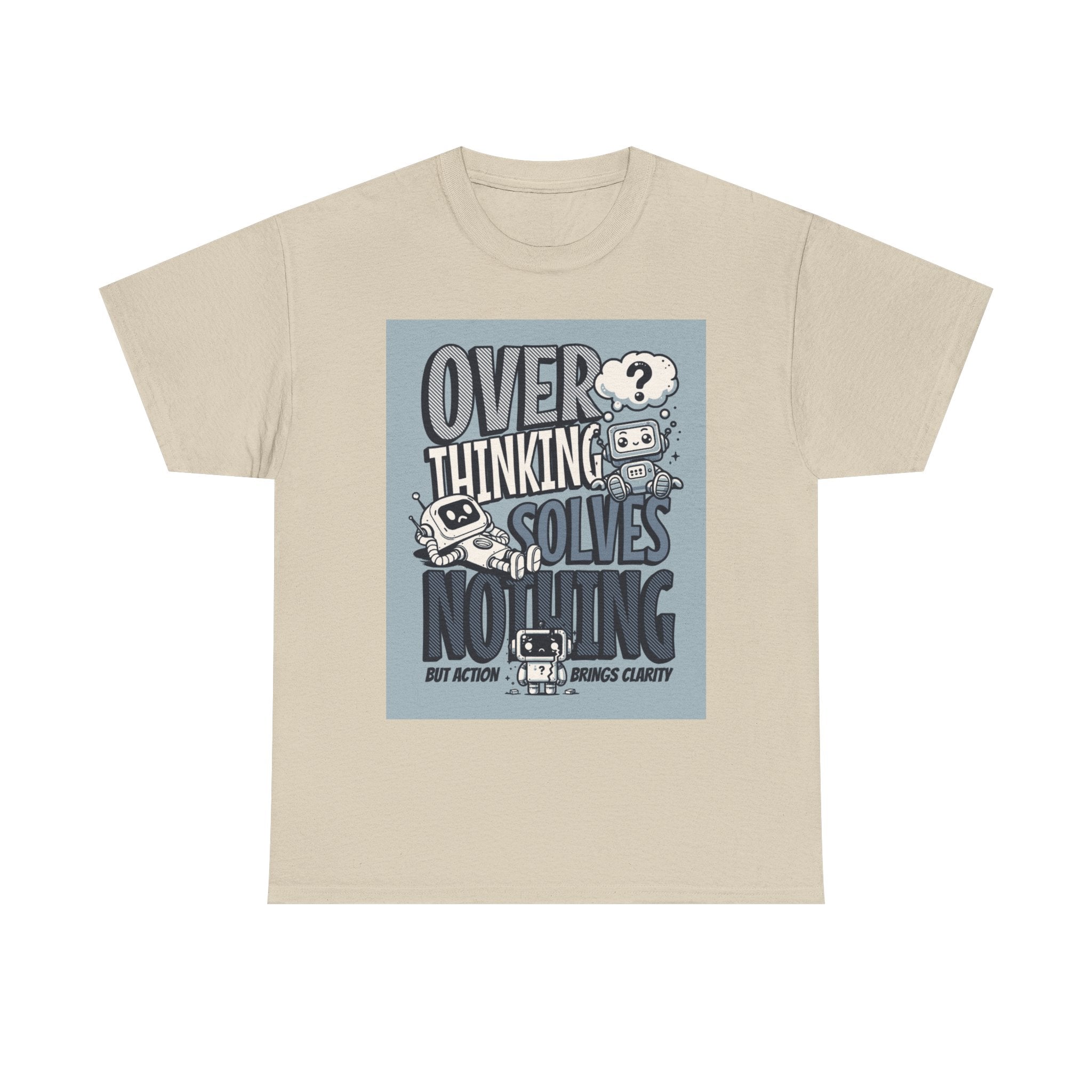 Overthinking Solved Unisex Heavy Cotton Tee, Funny Quote Shirt, Gift for Mindfulness, Casual Wear.
