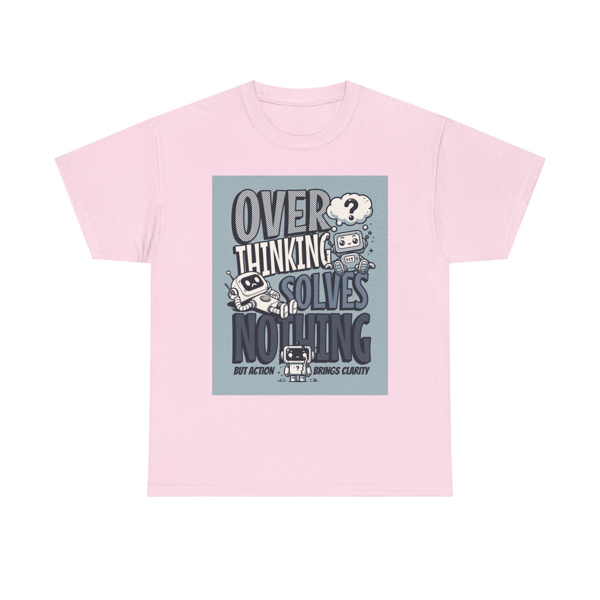 Overthinking Solved Unisex Heavy Cotton Tee, Funny Quote Shirt, Gift for Mindfulness, Casual Wear.