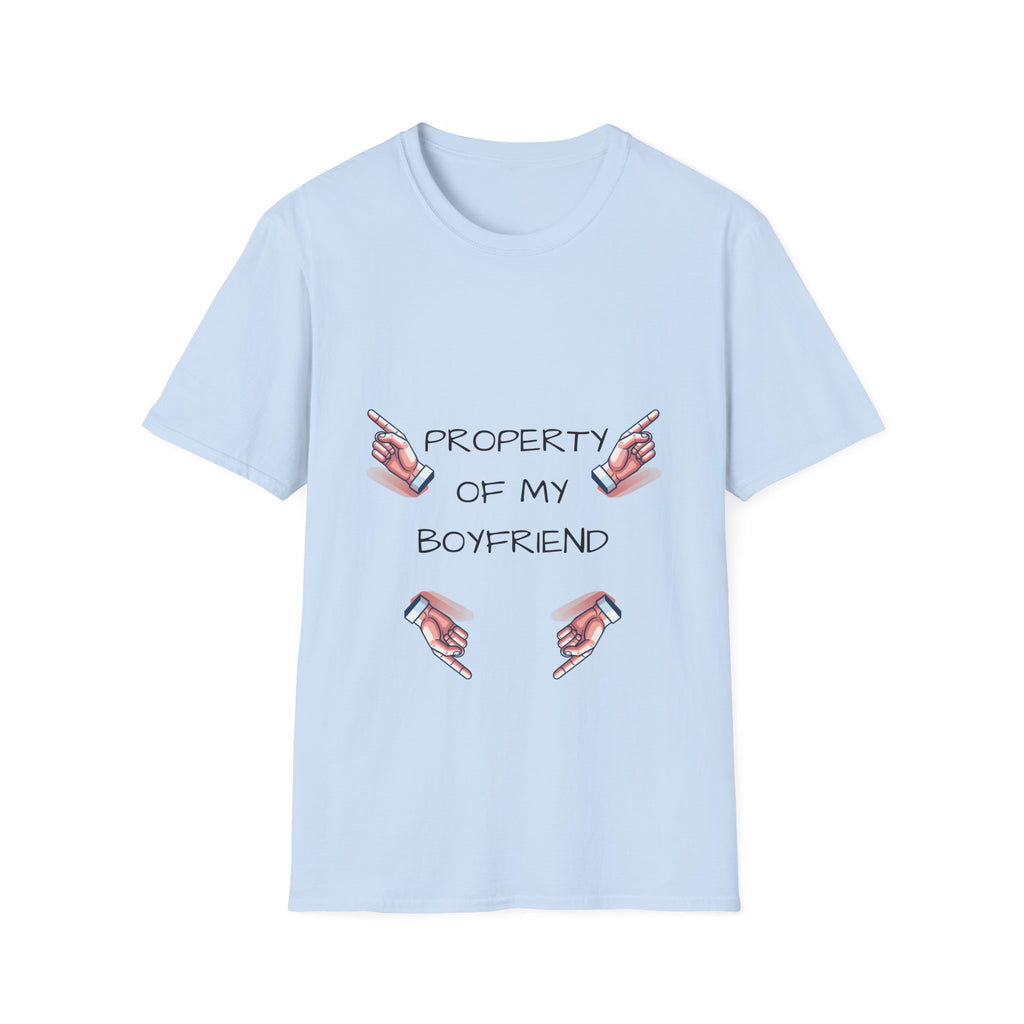 Unisex Couple's Graphic Tee, Trendy Relationship Shirt, Property of My Boyfriend T-Shirt, Valentine's Day Gift, Casual Wear