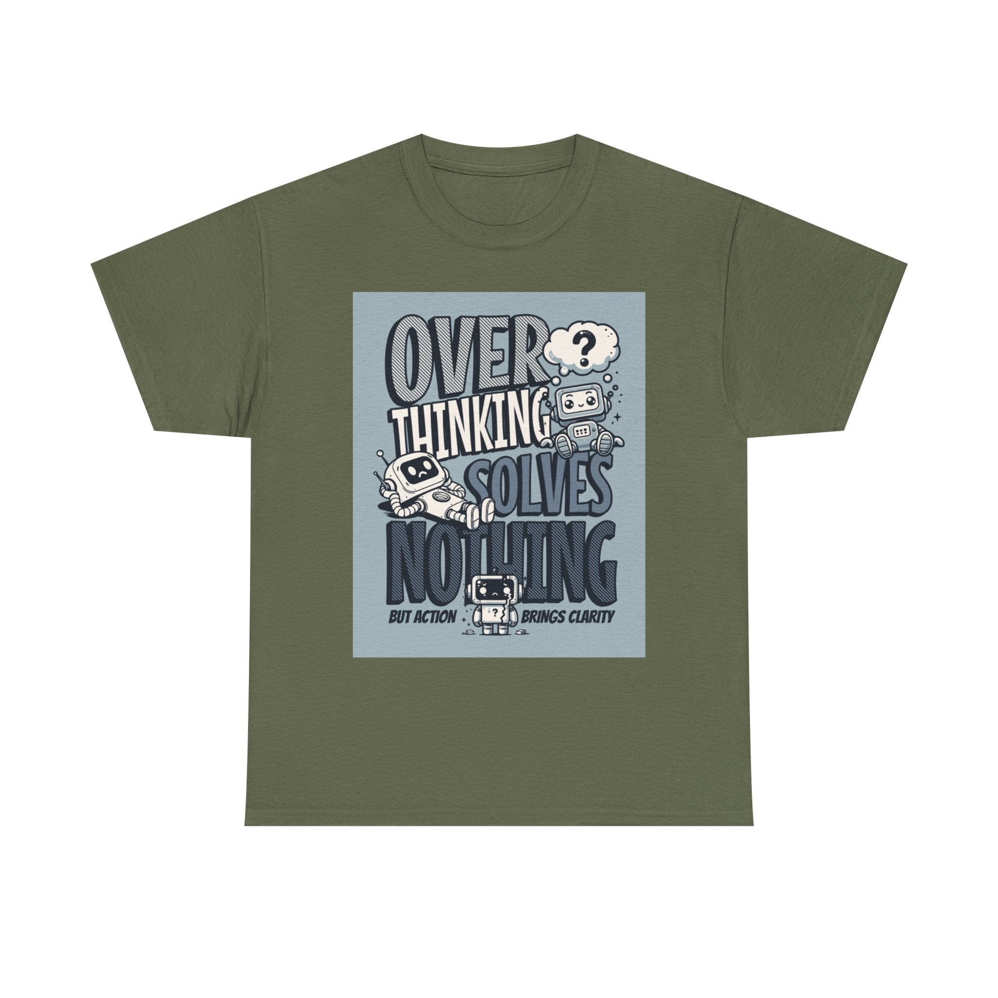 Overthinking Solved Unisex Heavy Cotton Tee, Funny Quote Shirt, Gift for Mindfulness, Casual Wear.