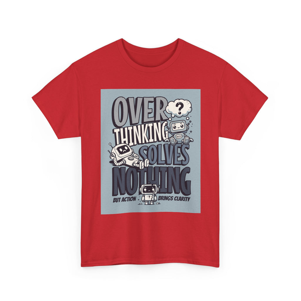 Overthinking Solved Unisex Heavy Cotton Tee, Funny Quote Shirt, Gift for Mindfulness, Casual Wear.